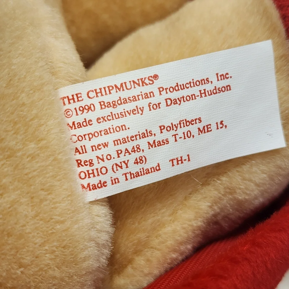 Vintage 1990 Alvin and the Chipmunks Christmas Plush Alvin Toy
